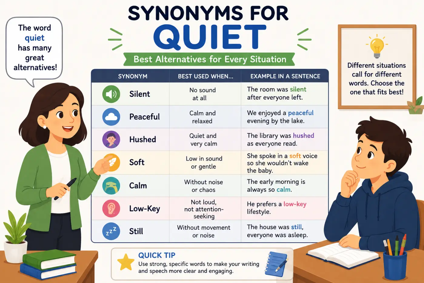 Synonyms for Quiet Best Alternatives for Every Situation