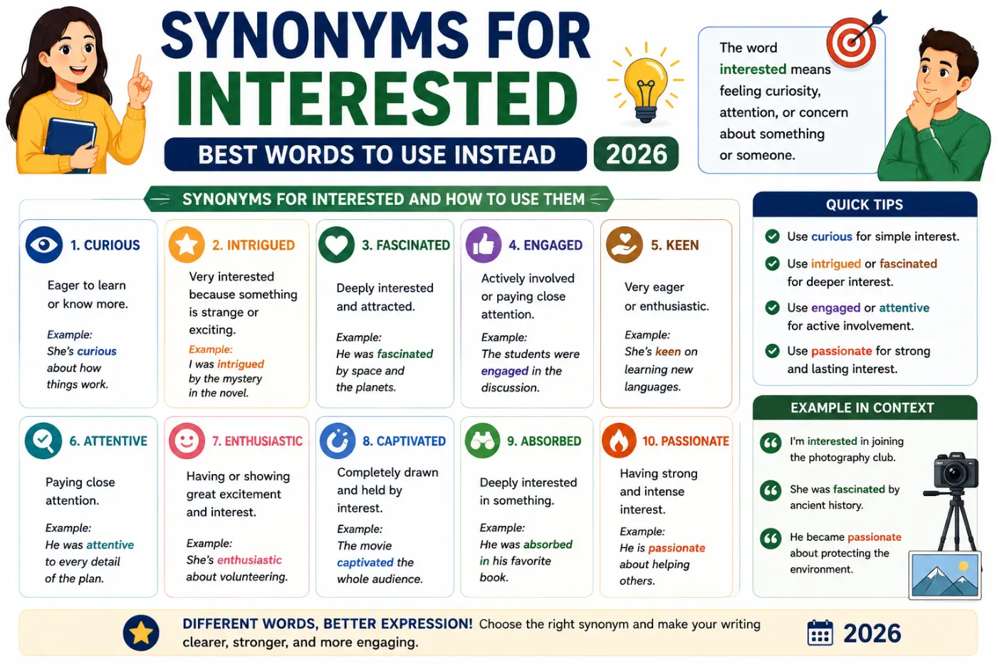 Synonyms For Interested Best Words To Use Instead 2026