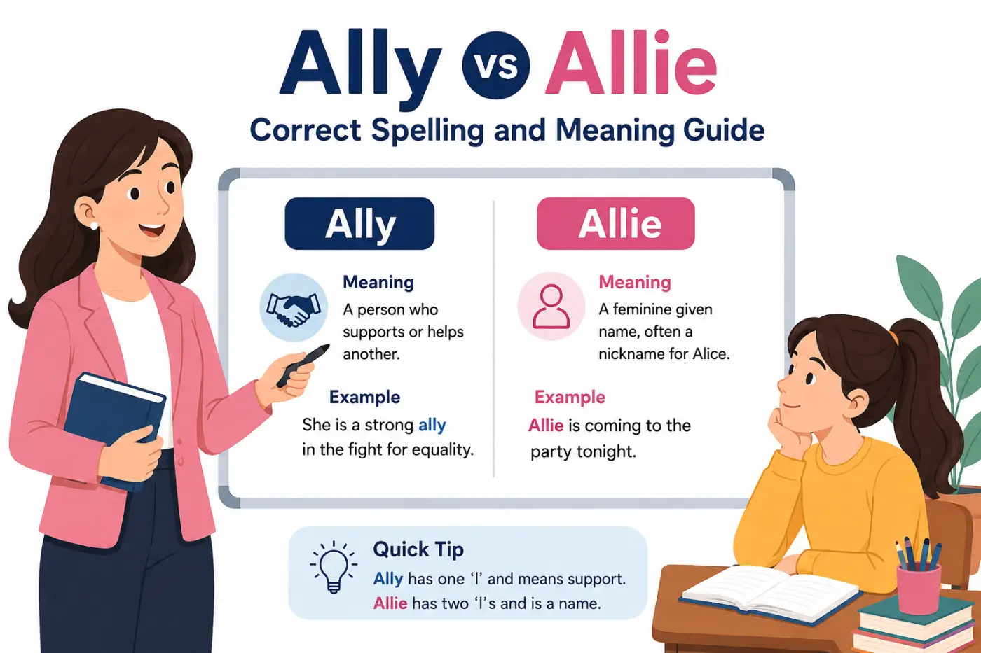 Ally vs Allie Correct Spelling and Meaning Guide