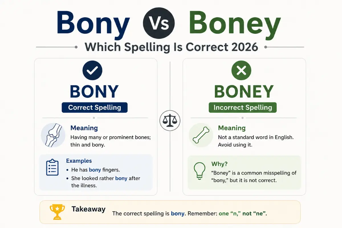 bony vs boney: Correct Spelling Meaning and Usage