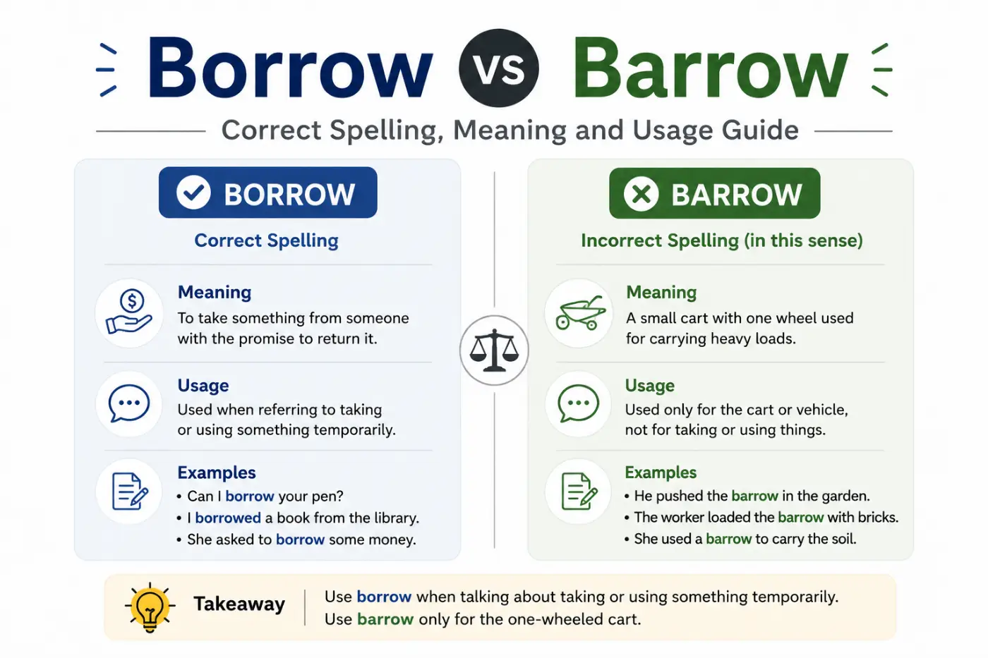 borrow vs barrow: Correct Spelling Meaning and Usage Guide