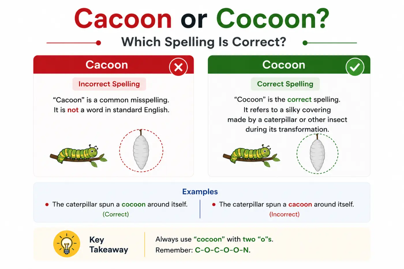 cacoon or cocoon Which Spelling Is Correct