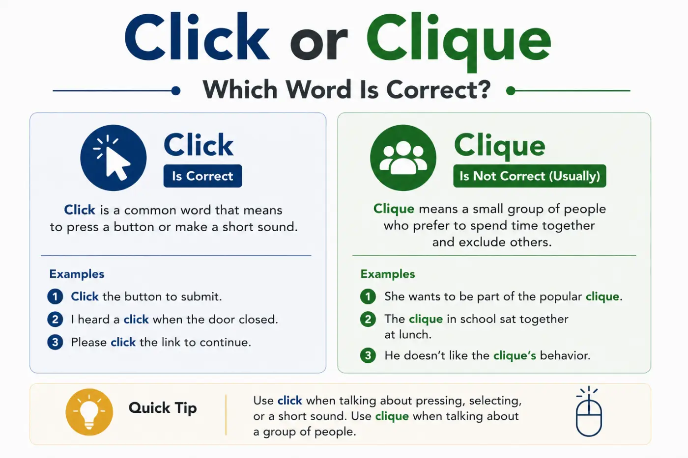 Click Or Clique Which Word Is Correct