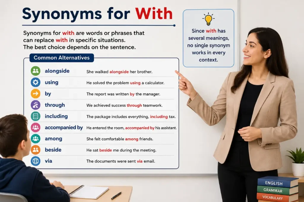 Quick Definition About Synonyms For With