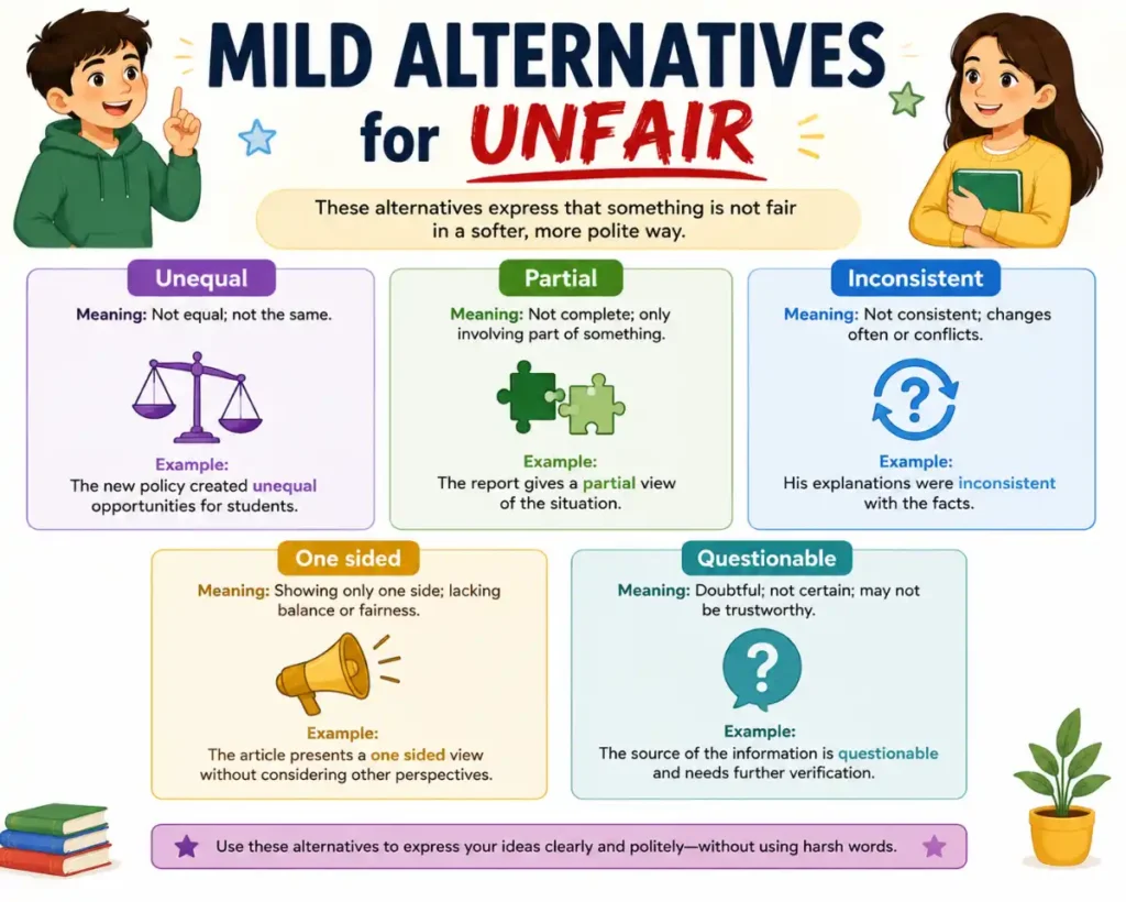 Synonyms for Unfair by Strength