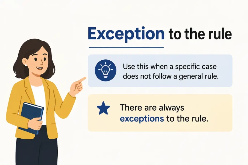 What phrases commonly use exception?