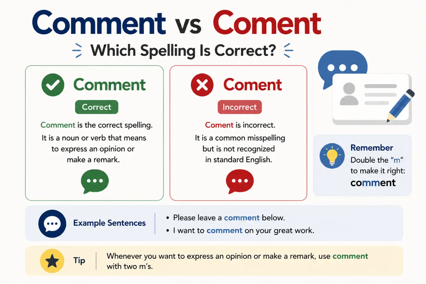comment vs coment Which Spelling Is Correct