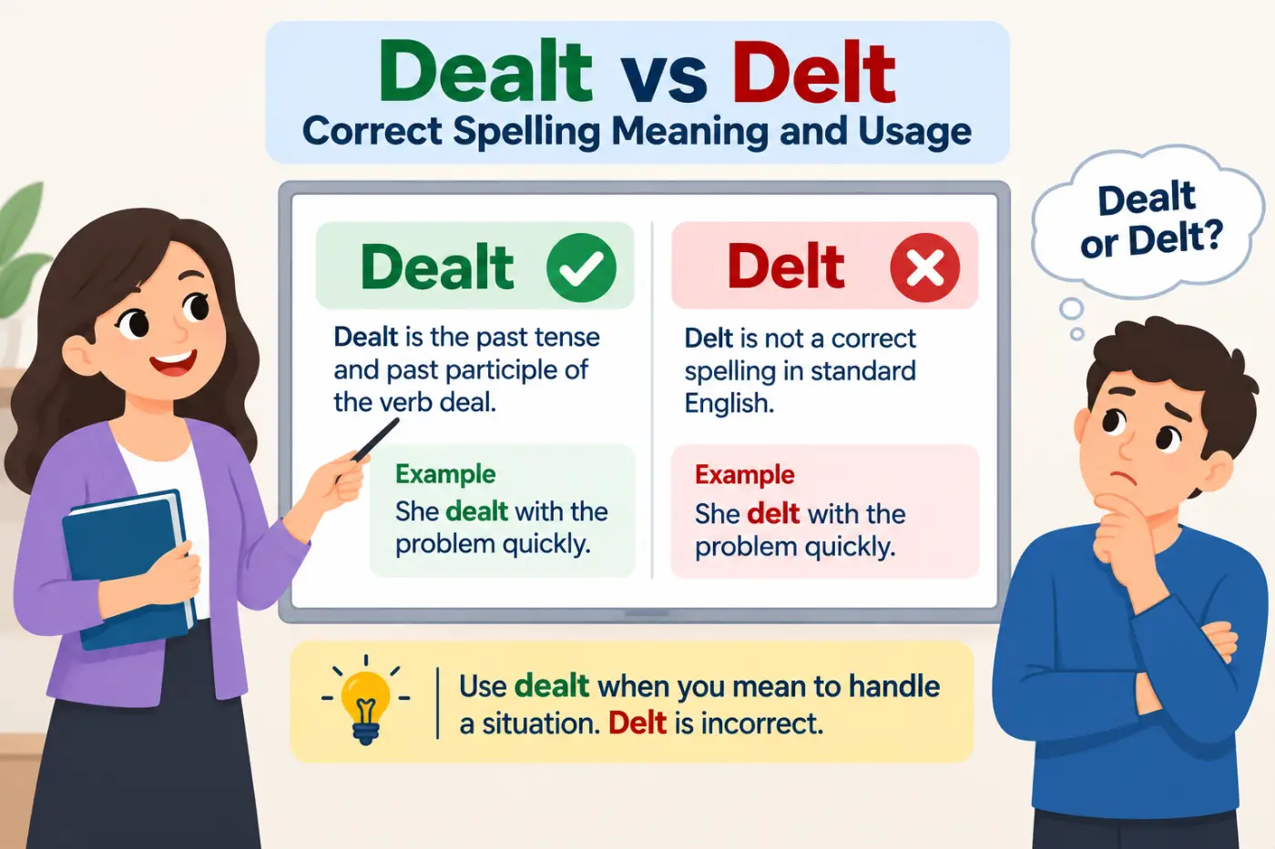 dealt vs delt Correct Spelling Meaning and Usage