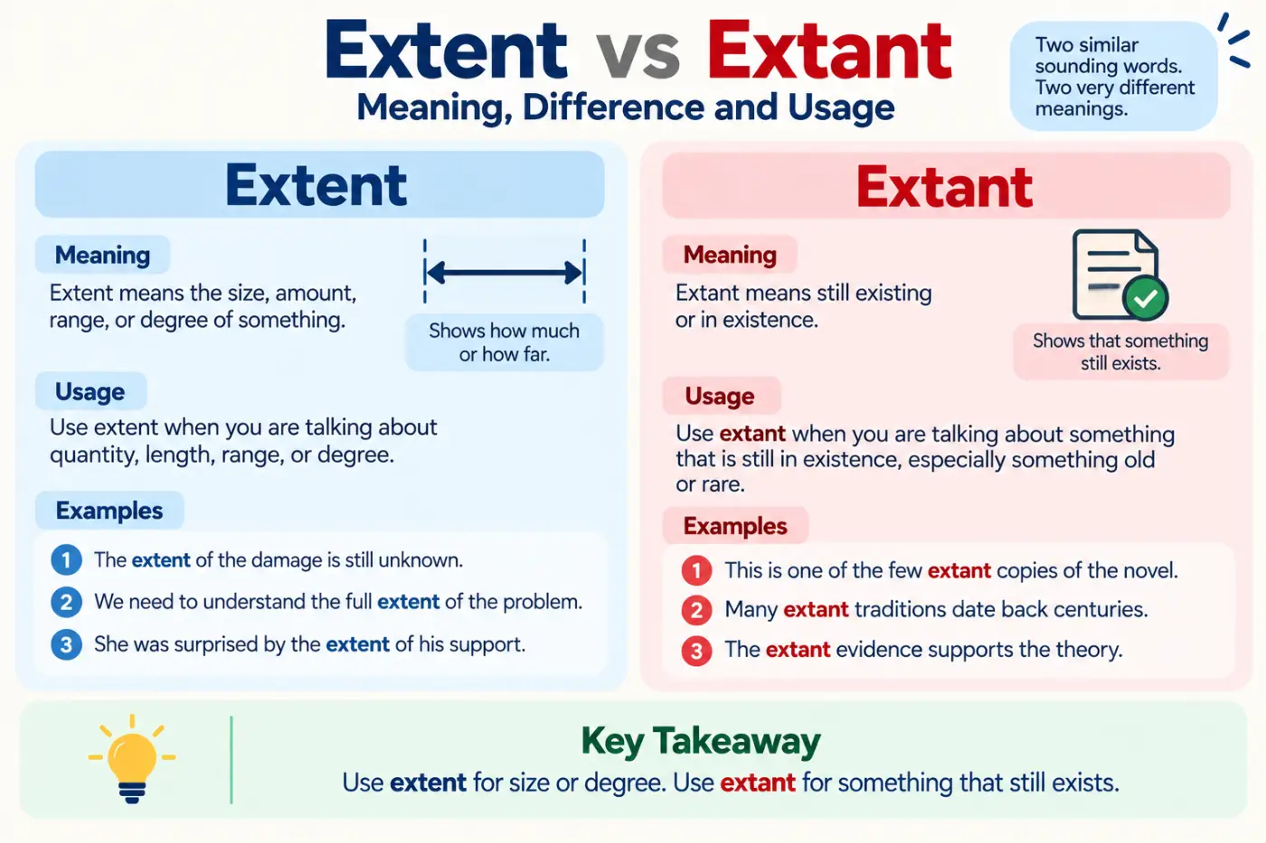 extent vs extant: Meaning, Difference and Usage