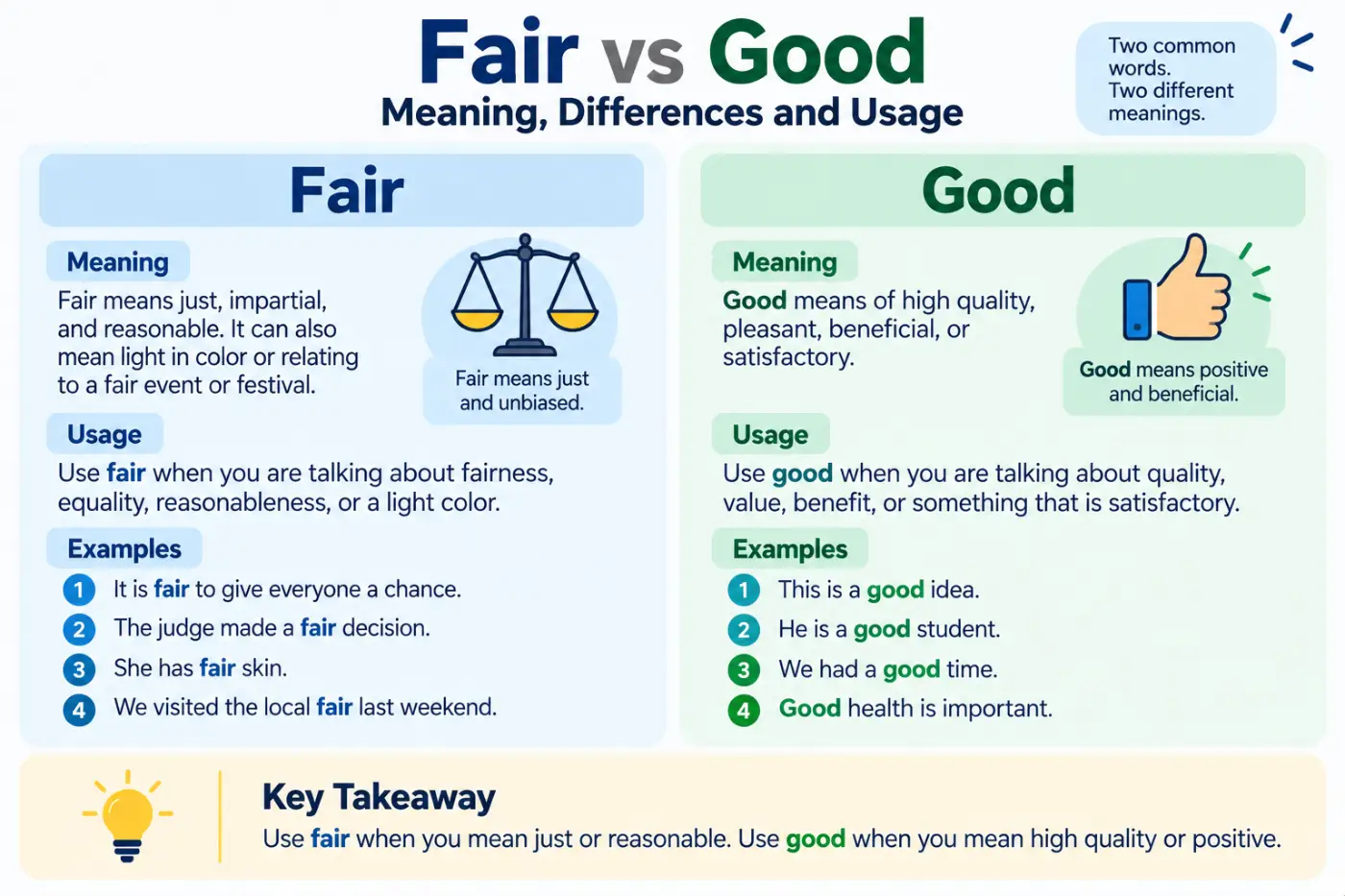 fair vs good Meaning Differences and Usage