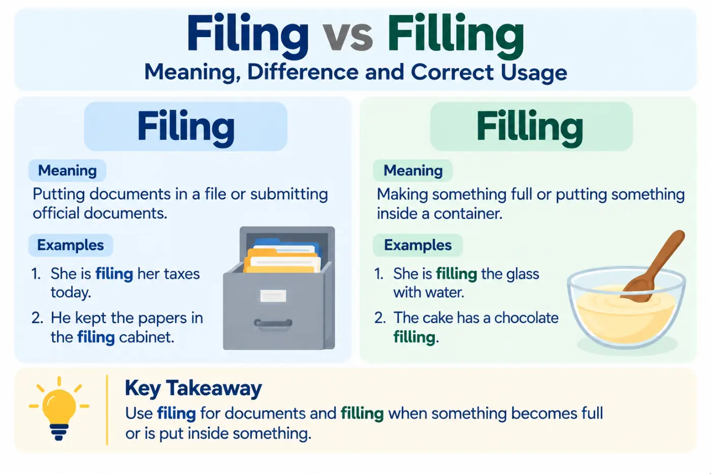 filing vs filling: Meaning, Difference and Correct Usage