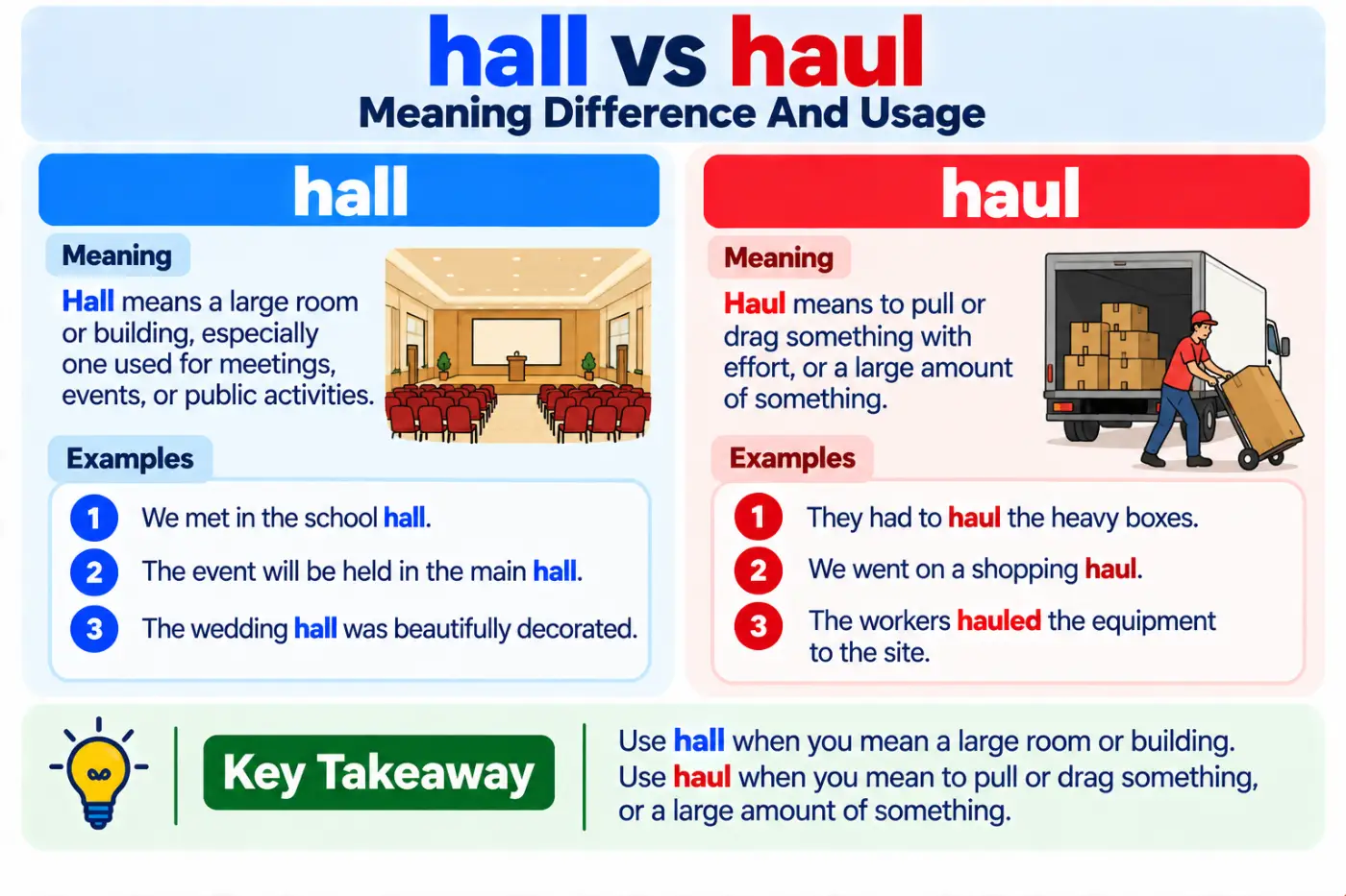 hall vs haul Meaning Difference And Usage
