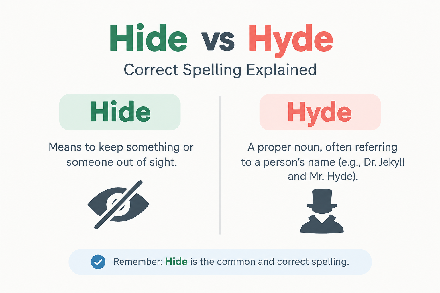 Hide vs Hyde Correct Spelling Explained