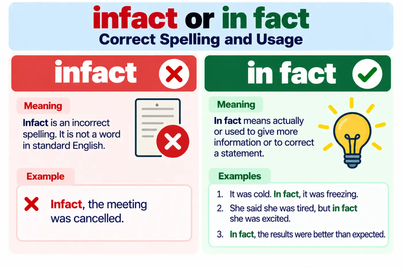 infact or in fact: Correct Spelling and Usage