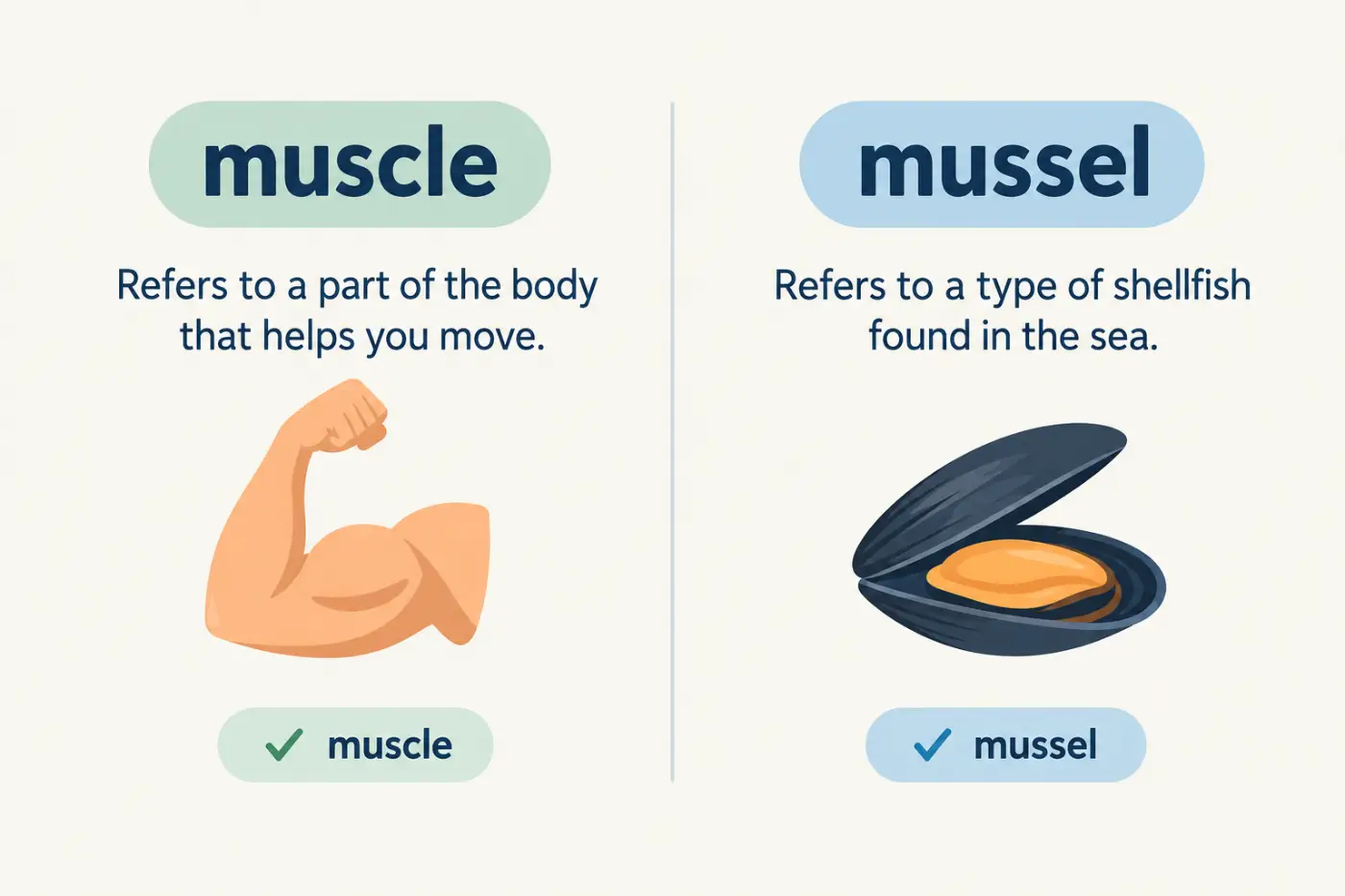 Muscle vs Mussel Meaning and Correct Usage